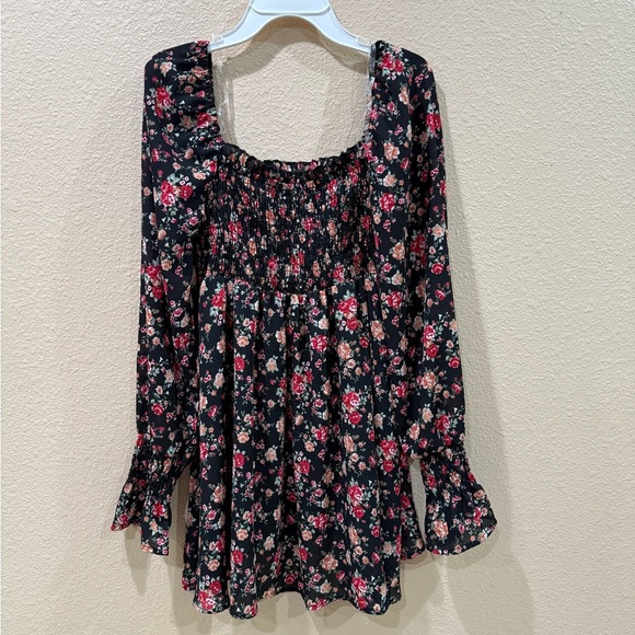 Tops - Floral Smocked Black Top-Women's medium